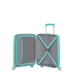 American Tourister Soundbox Spinner 55 Expandable Poolside Blue -Samsonit Koffers Winkel image 1471