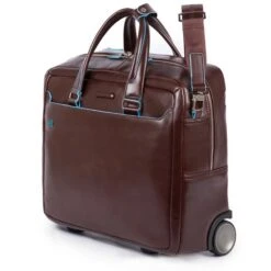 Piquadro Black Square Briefcase With Wheels Brown -Samsonit Koffers Winkel image 2528